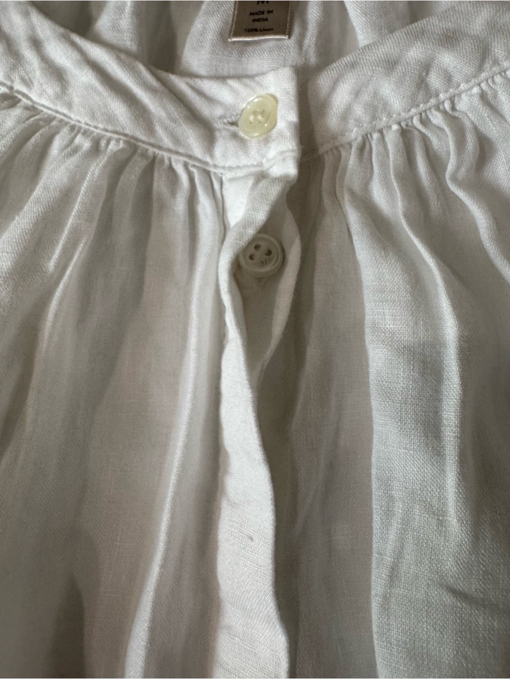 White 100% Linen Peasant Blouse Balloon Sleeve Petite Banana Republic - Picture 4 of 12